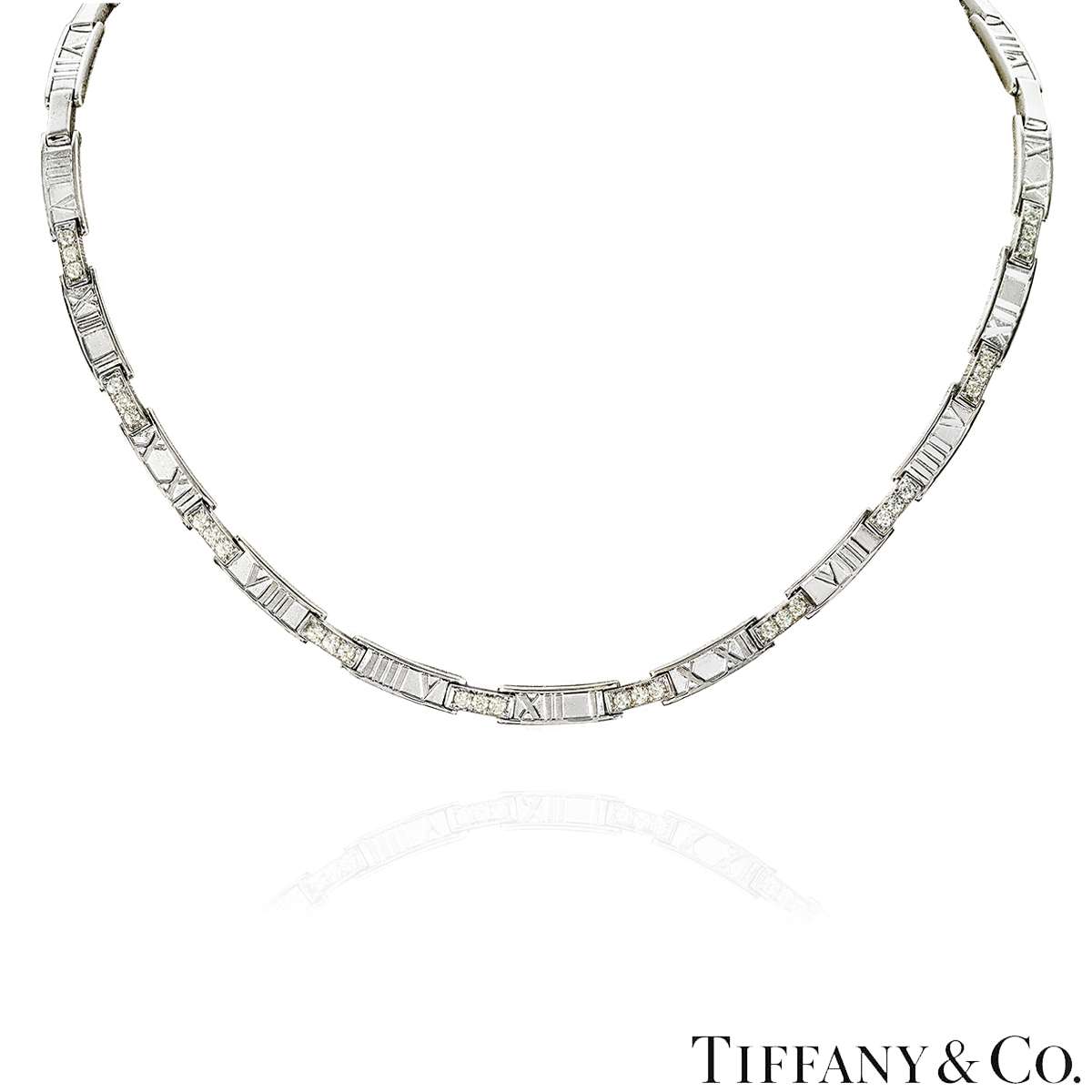 Tiffany & Co. White Gold Diamond Atlas Collar Necklace 1.50ct TDW